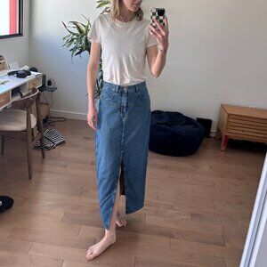 Madewell mid blue denim western maxi skirt 26 waist